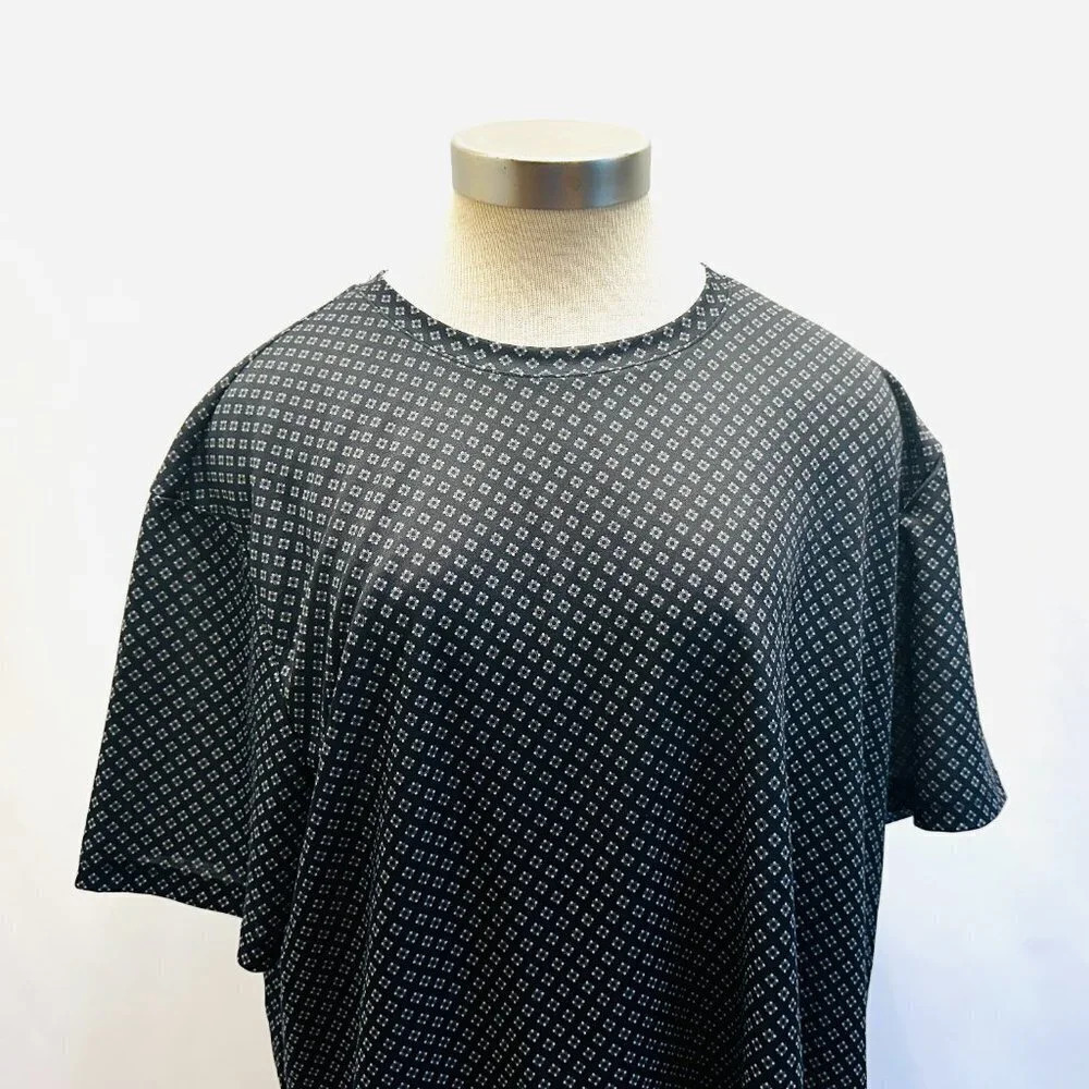 NWT APT. 9 Men Pullover Short Sleeve Crew Neck Geometric Black Shirt XXL Slim - Picture 2 of 9